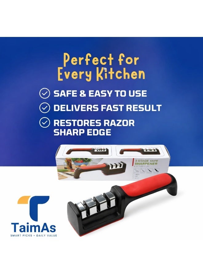 TaimAs 3-Stage Knife Sharpener with Non-Slip Handle – Professional Kitchen Sharpening Tool - Image 2